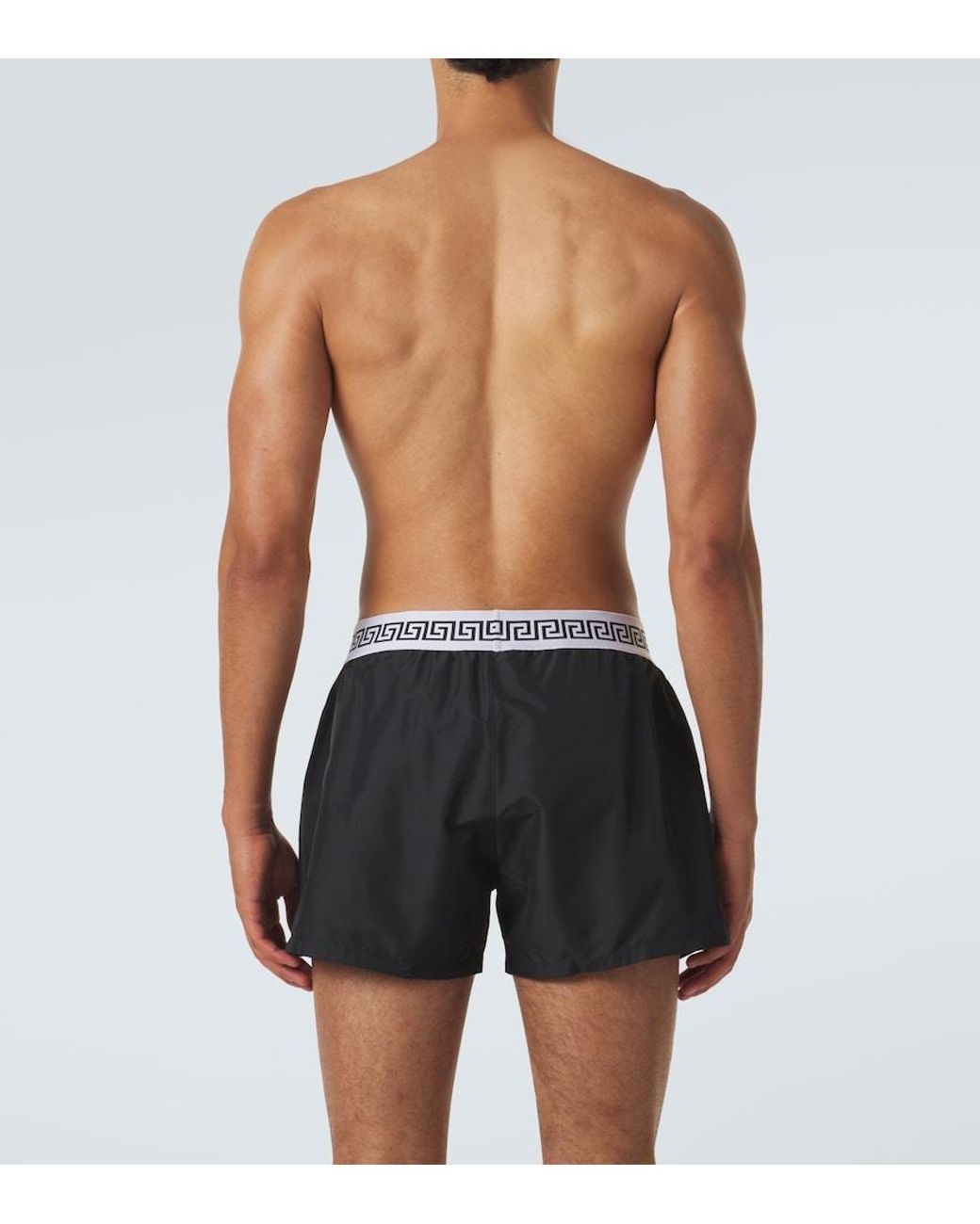 Versace Black Greca Swim Trunks for men