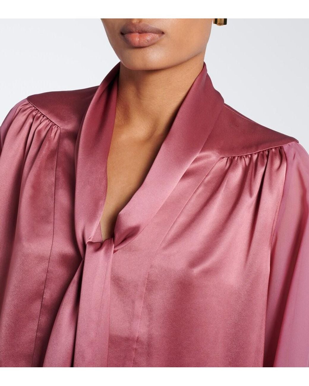 Joseph Red Paula Satin And Chiffon Blouse