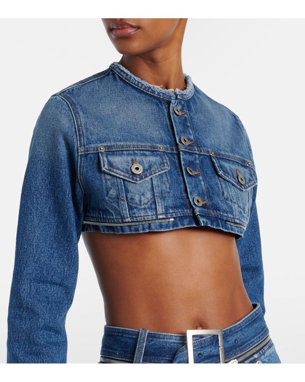 Jean Paul Gaultier Blue Cropped Denim Jacket