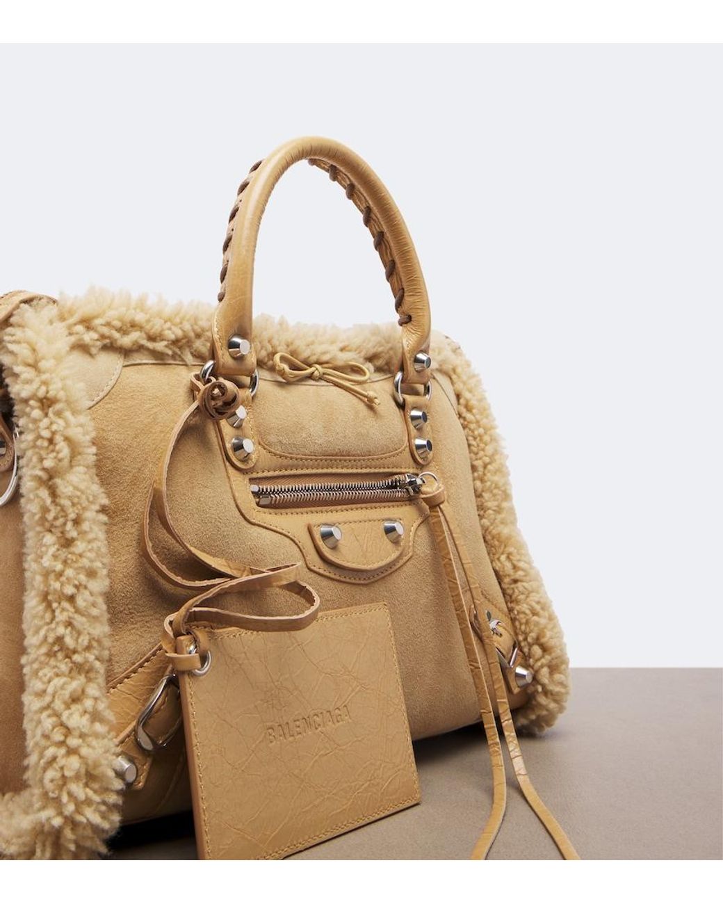Balenciaga Natural Le City Small Suede Top-Handle Bag
