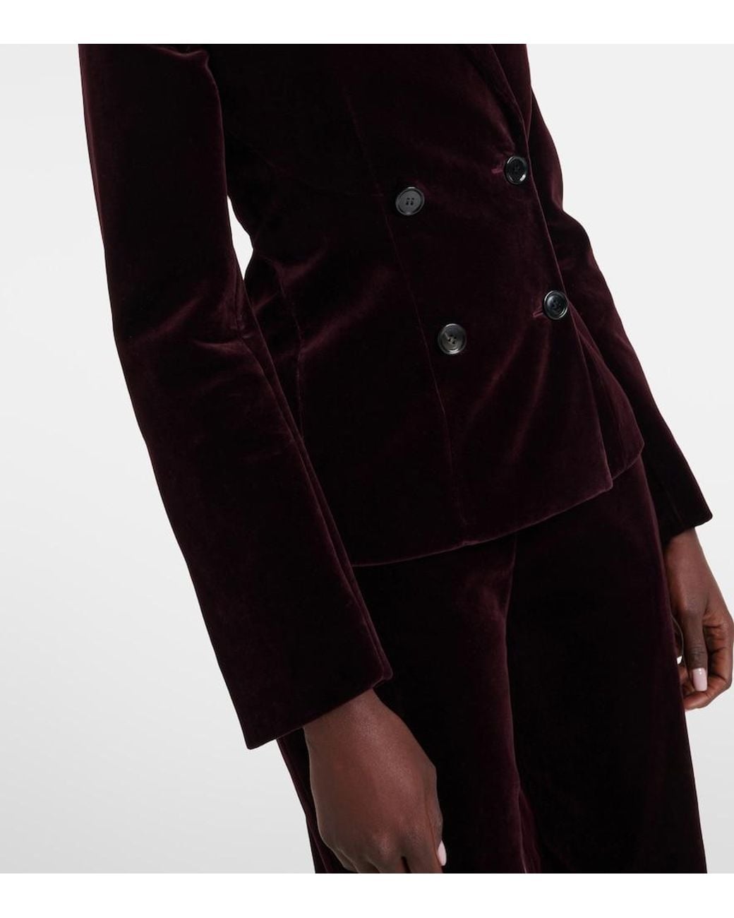 Alaïa Blue Double-Breasted Cotton Velvet Jacket