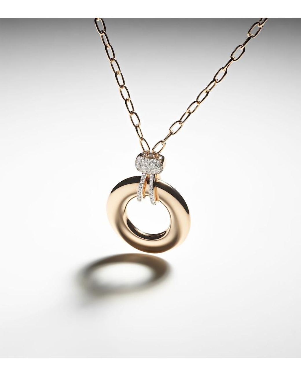 Pomellato Metallic Iconica 18Kt Rose Pendant Necklace With Diamonds