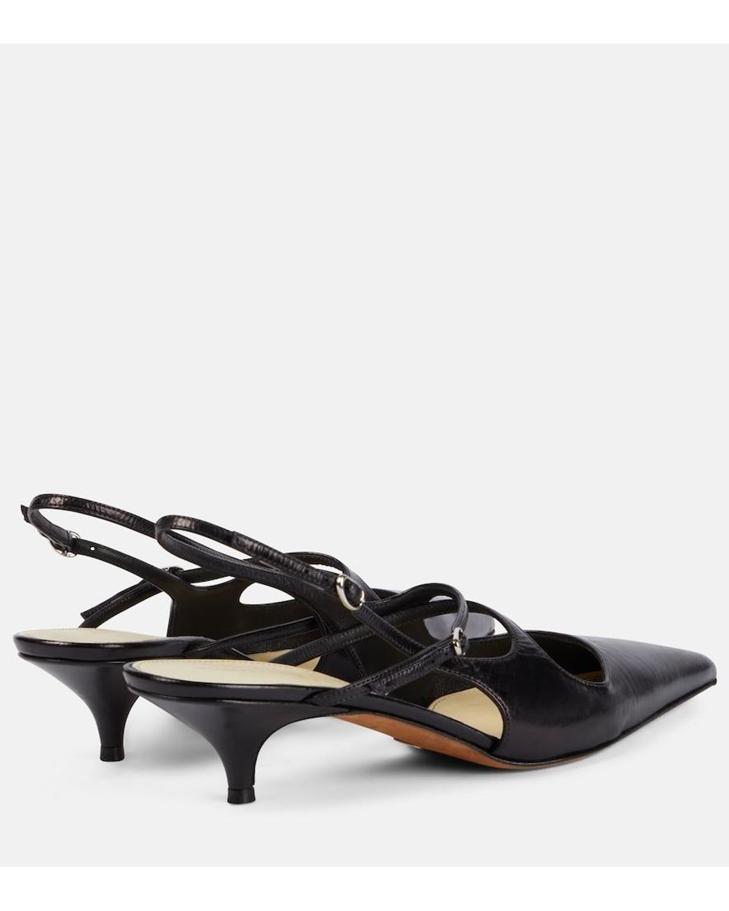 Proenza Schouler Black Slash Leather Slingback Pumps