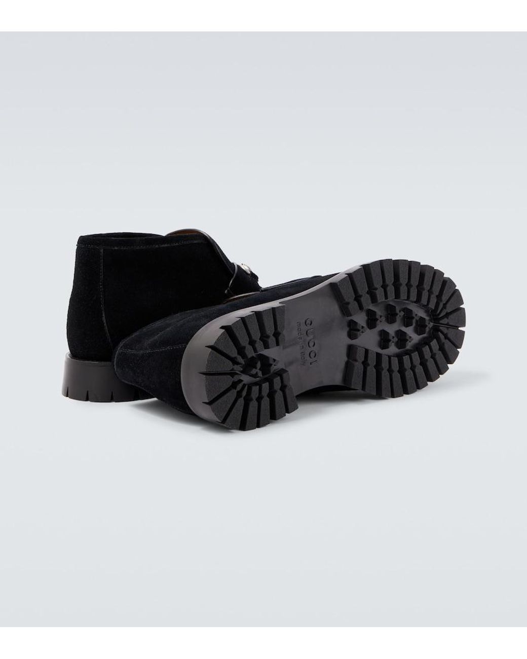 Gucci Horsebit Suede Ankle Boots in Black for Men | Lyst