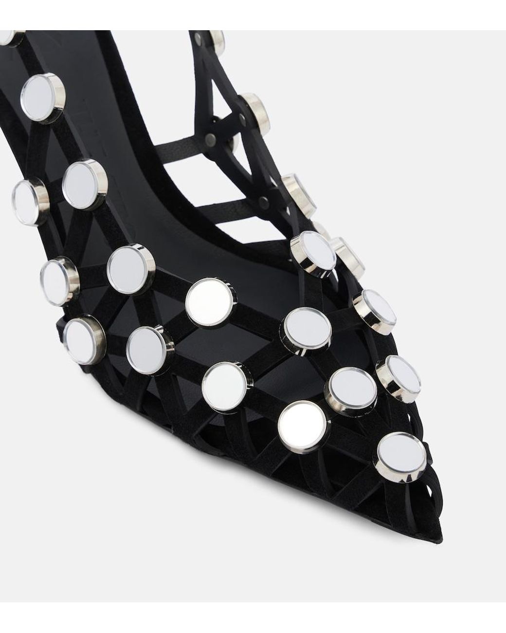 The Attico Black Embellished Leather Mules