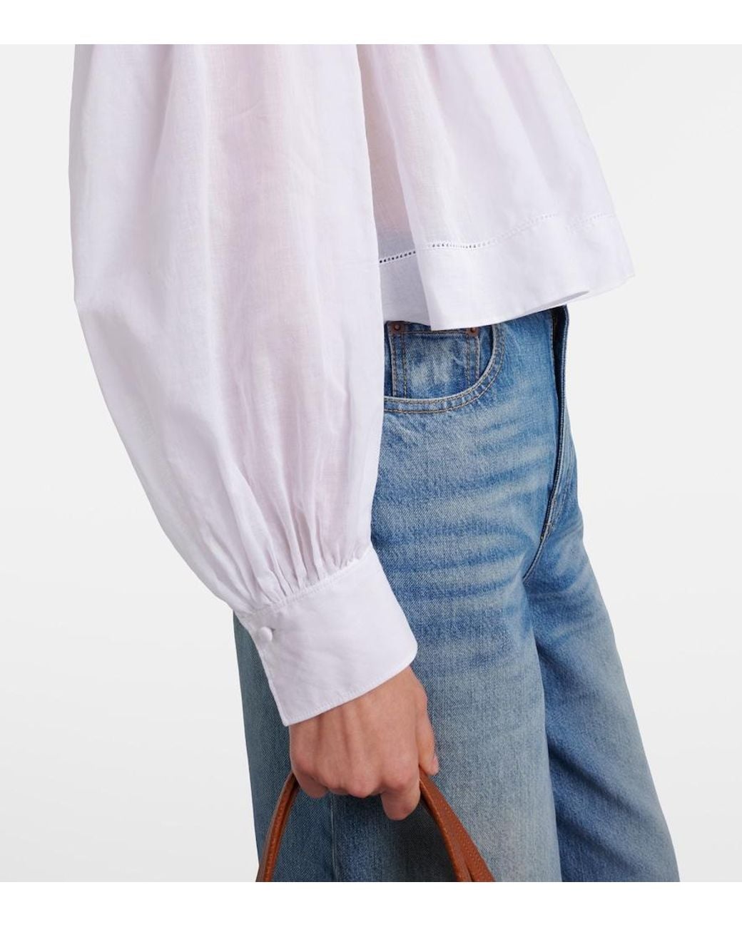 Chloé White Lace-Trimmed Cotton Voile Blouse
