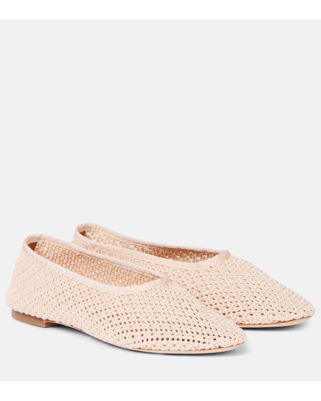 Staud Pink Alba Crochet Ballet Flats