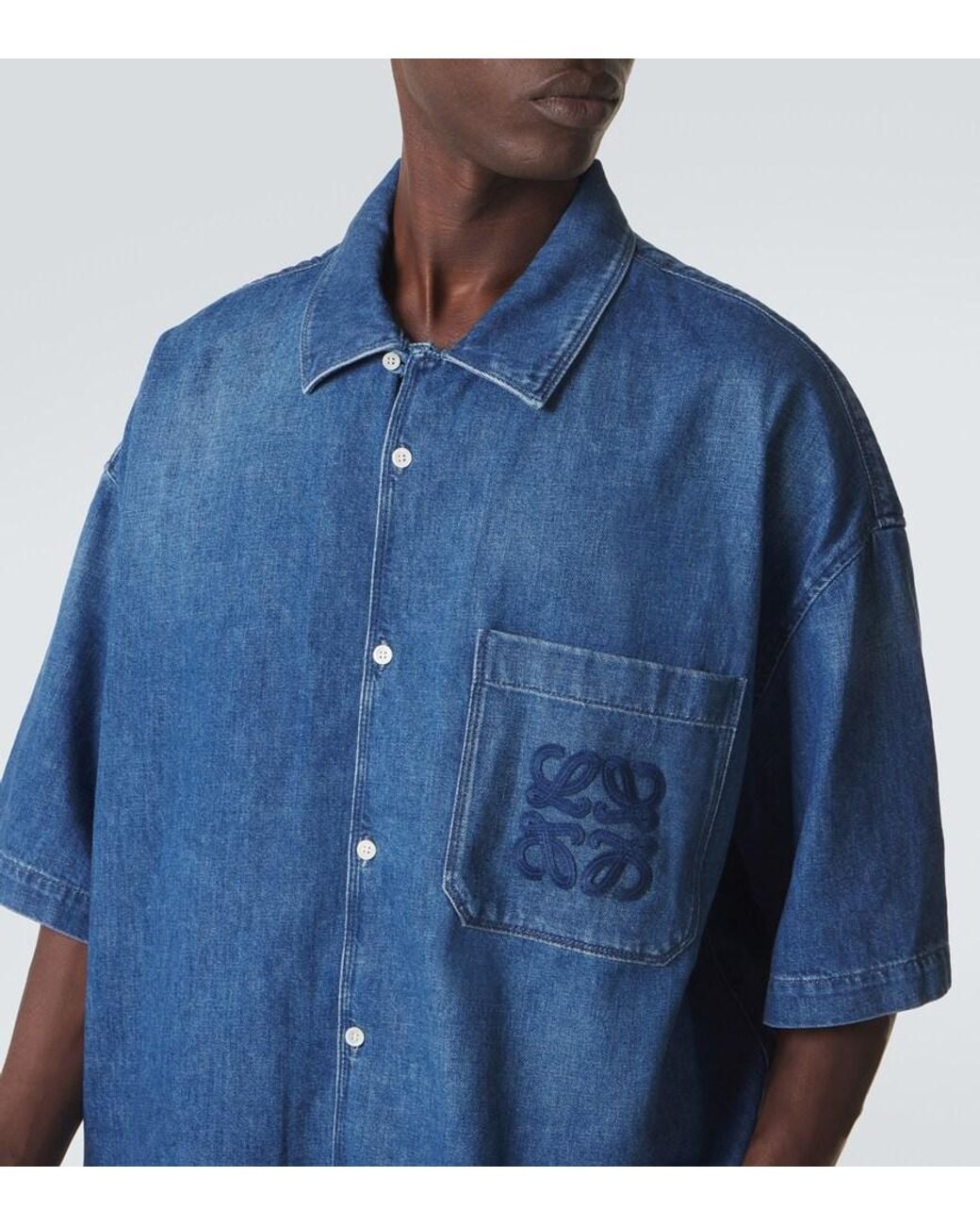 Loewe Blue Paula's Ibiza Denim Bowling Shirt for men