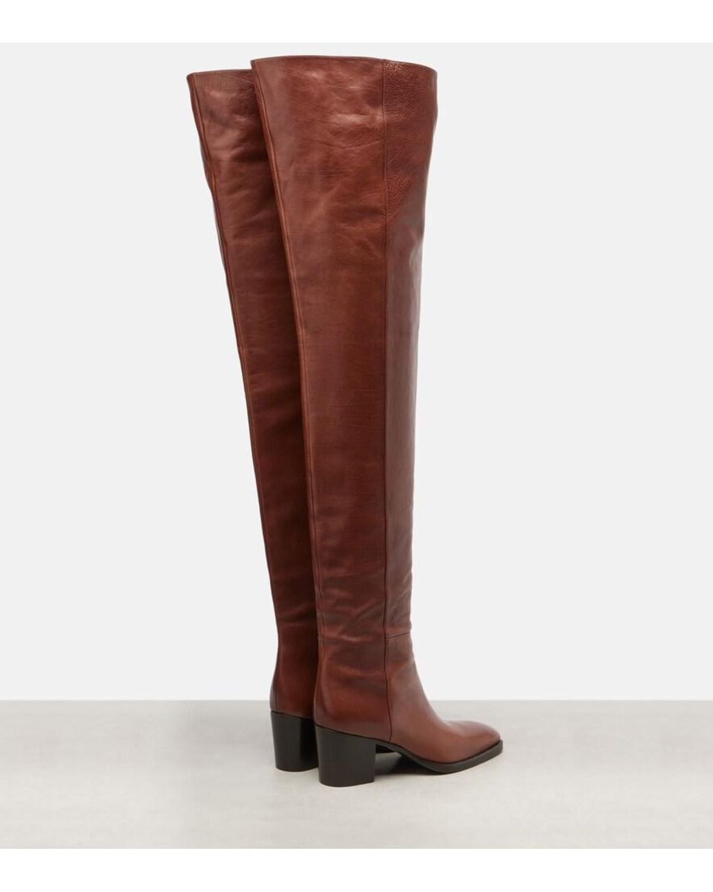 Saint Laurent Brown Odeon Leather Over-The-Knee Boots