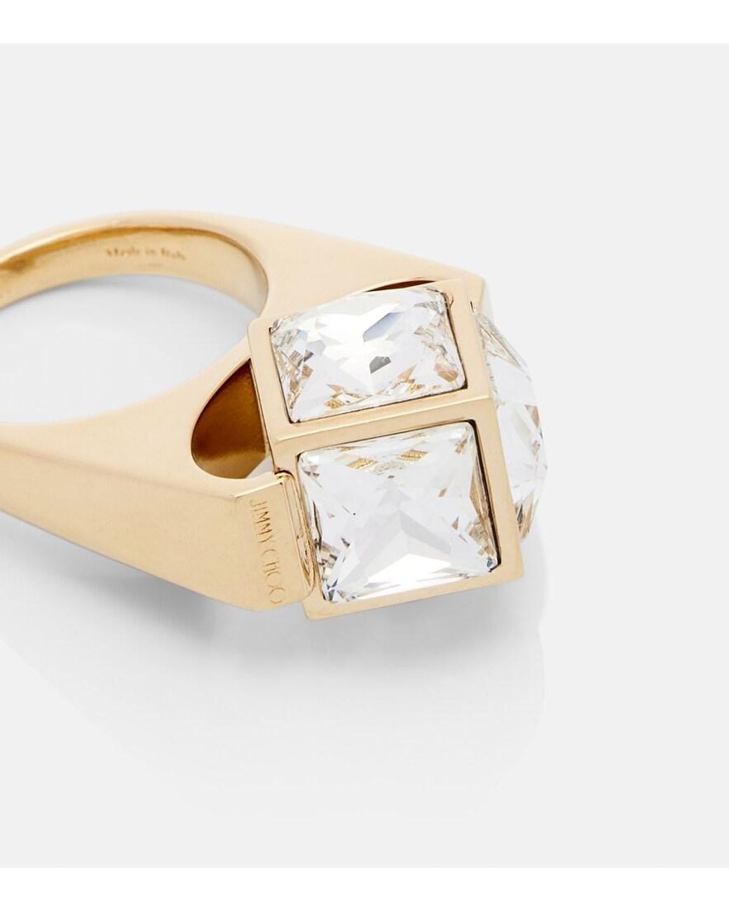 Jimmy Choo White Jc Cube Embellished Ring