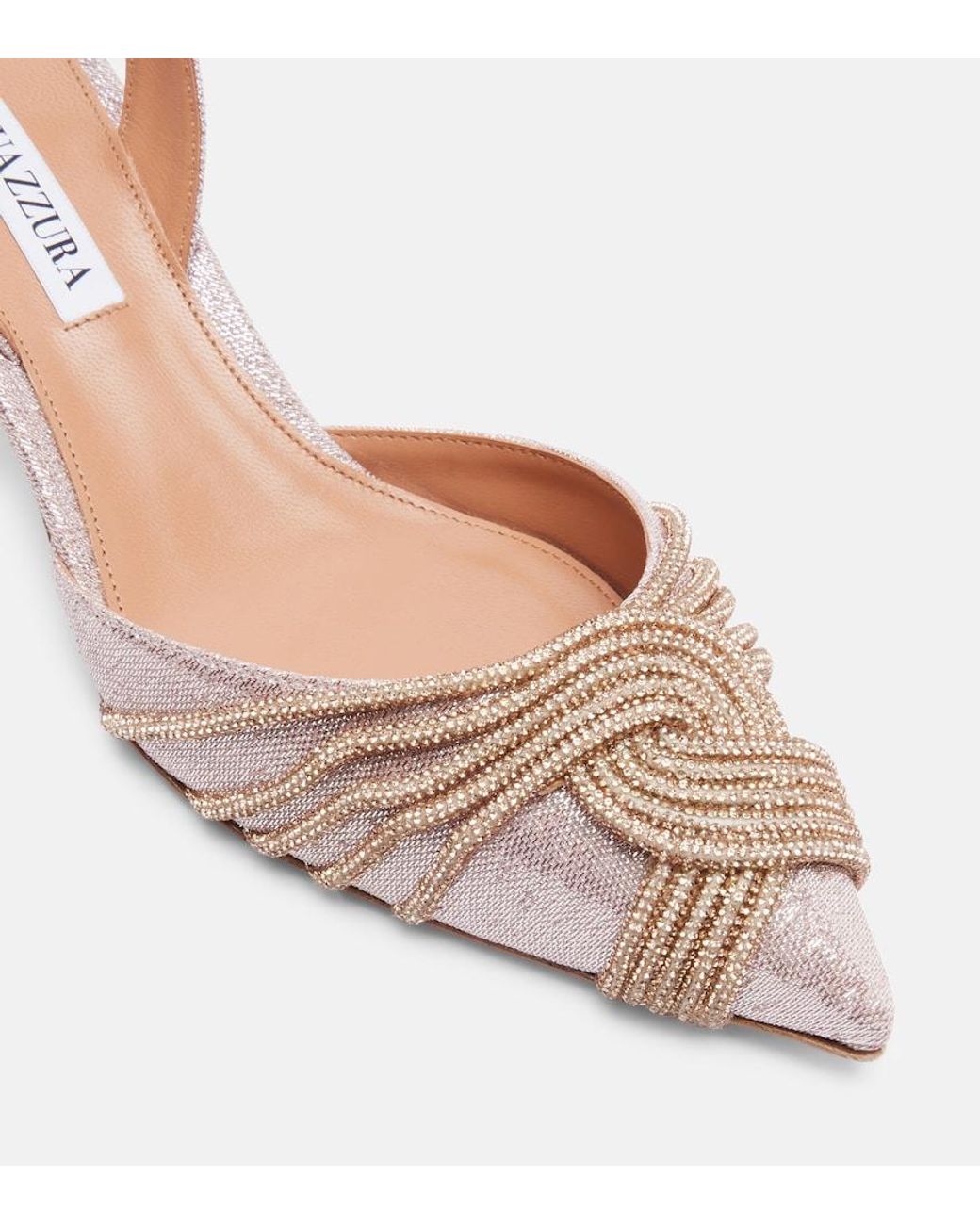 Aquazzura Pink Gatsby 50 Embellished Slingback Pumps