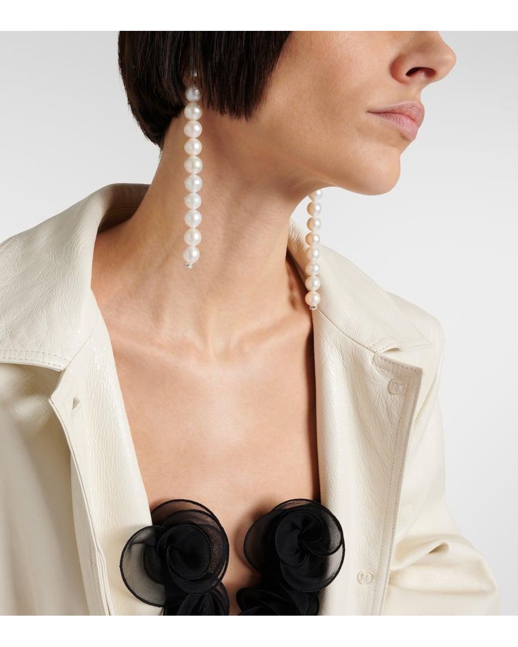 Magda Butrym White Pearl Drop Earrings