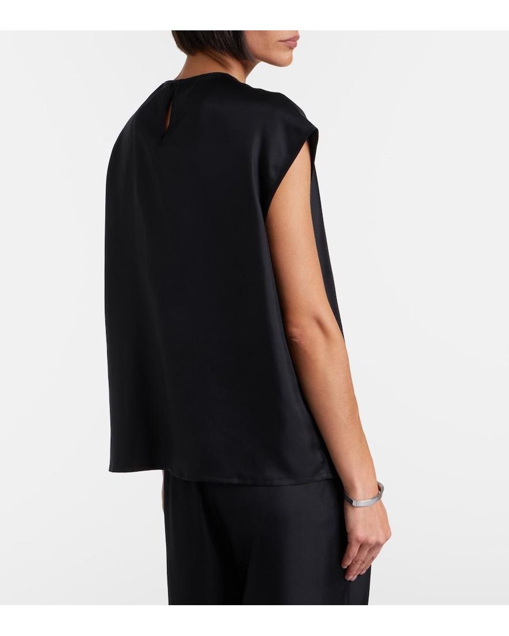 Asceno Black Dasha Silk Twill Top