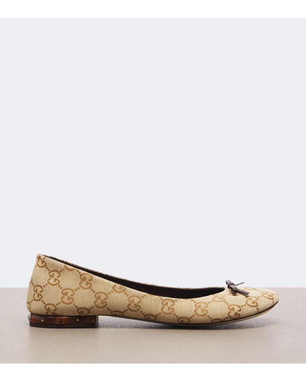 Gucci Brown Gg Canvas Ballet Flats