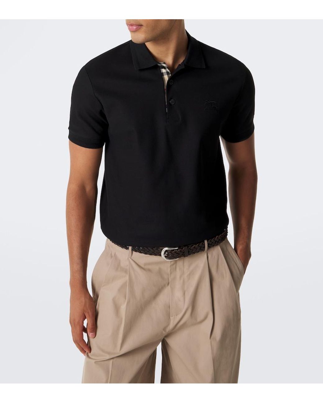 Burberry Black Cotton Pique Polo Shirt for men