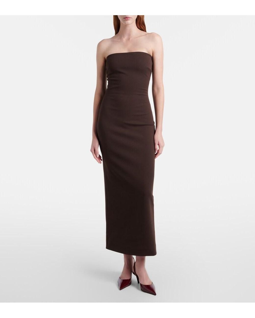 Solace London Brown Martine Scarf-Detail Cocktail Dress