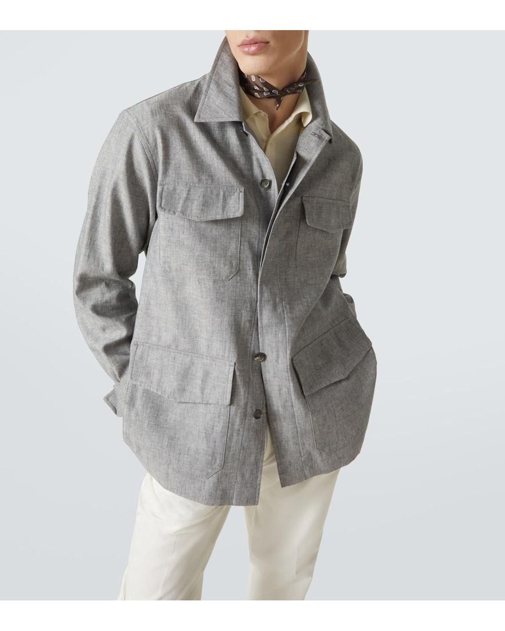 Dunhill Gray Linen Field Jacket for men
