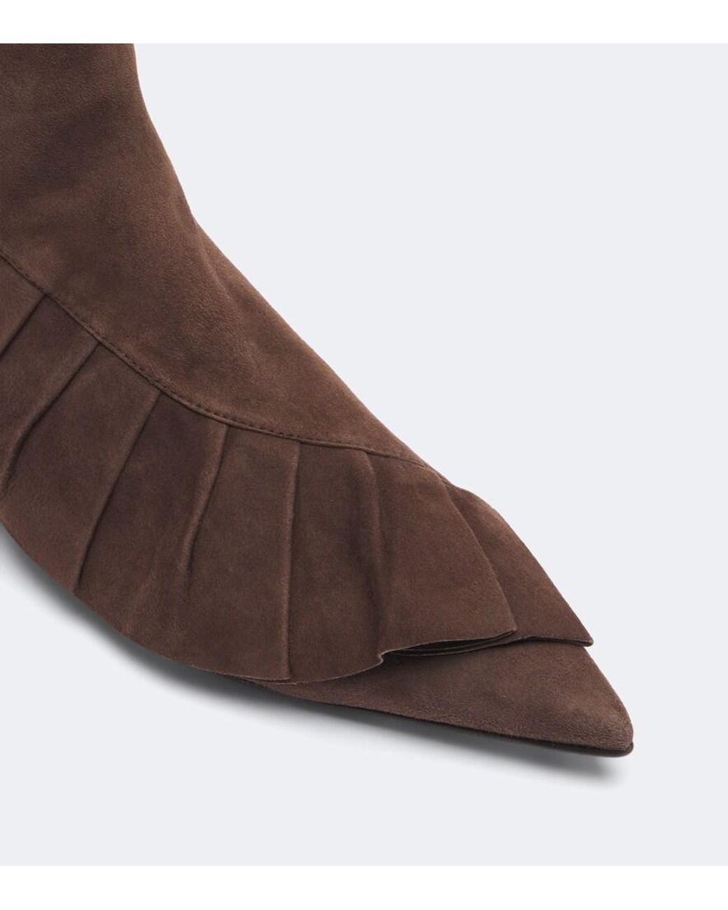 J.W. Anderson Brown Ruffled Suede Ankle Boots