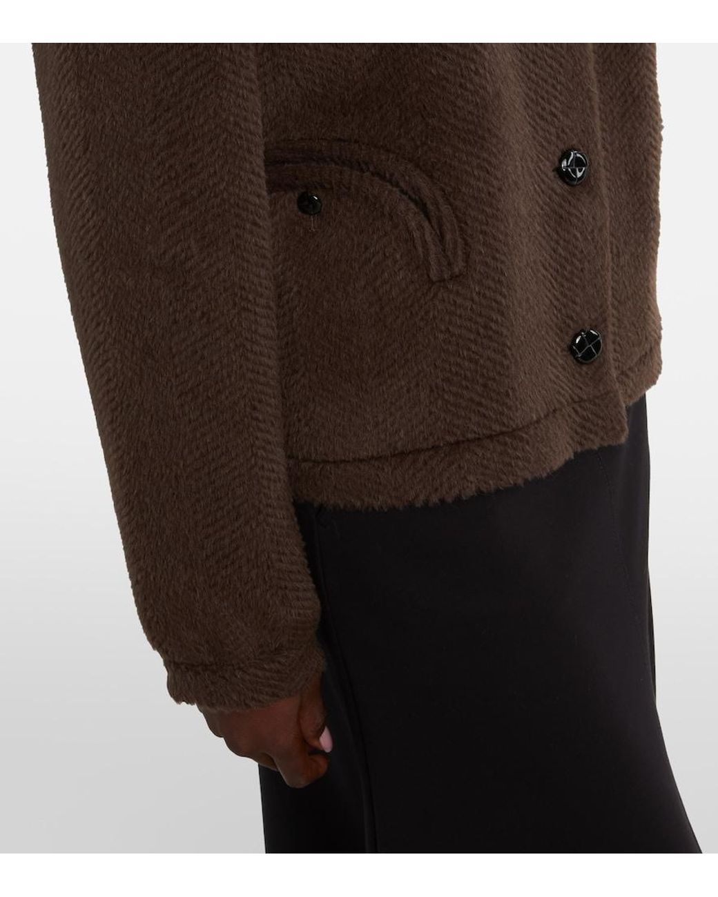 Blazé Milano Brown Gliss Chevron Alpaca And Wool Jacket