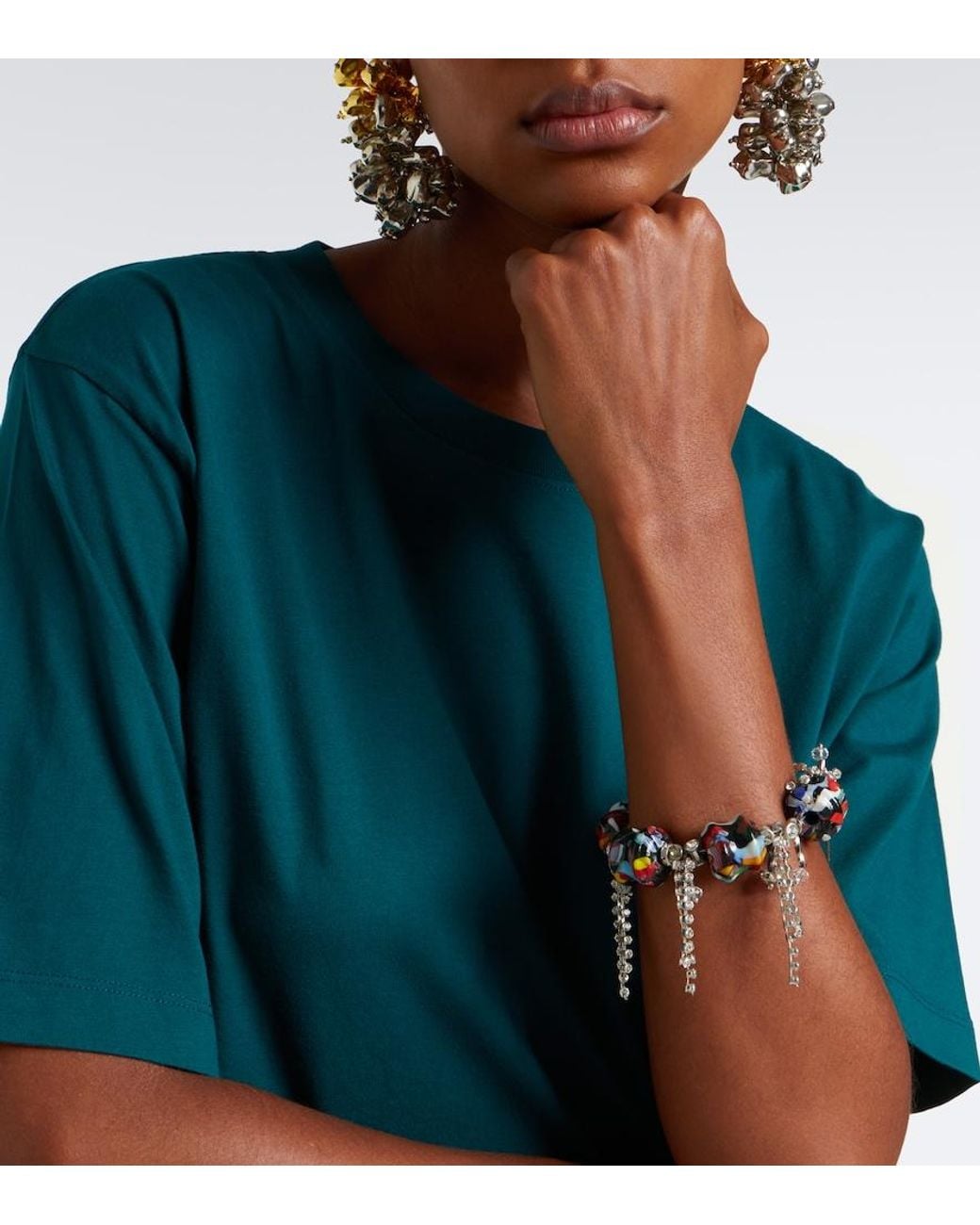 Dries Van Noten White Beaded Embellished Bracelet