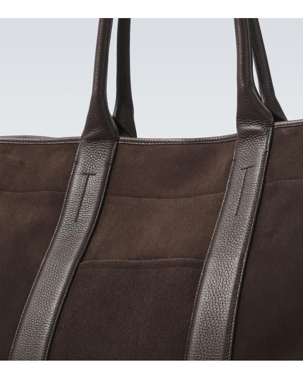 Tom Ford Black Leather-Trimmed Suede Tote Bag for men