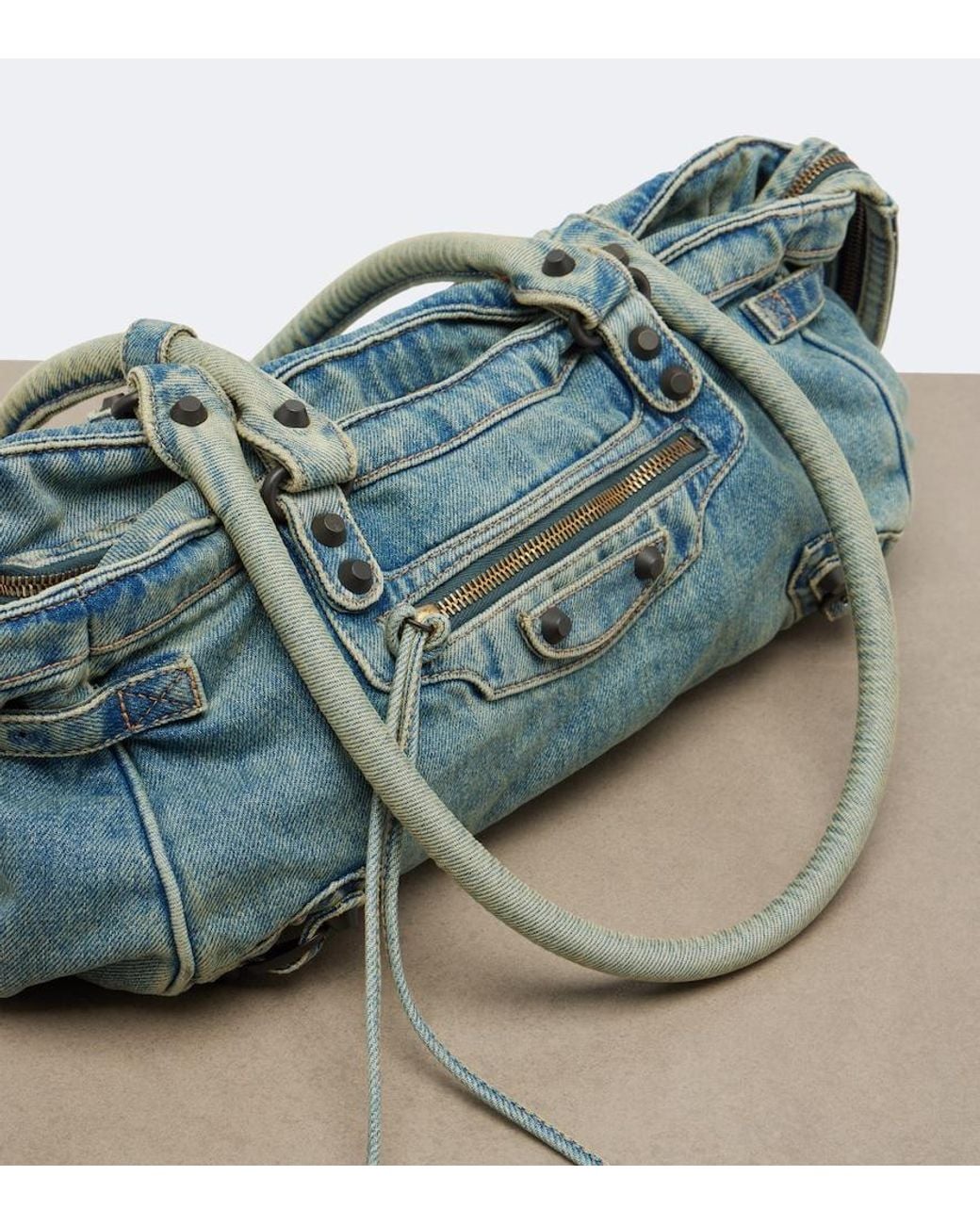 Balenciaga Blue Le City East-West Denim Shoulder Bag