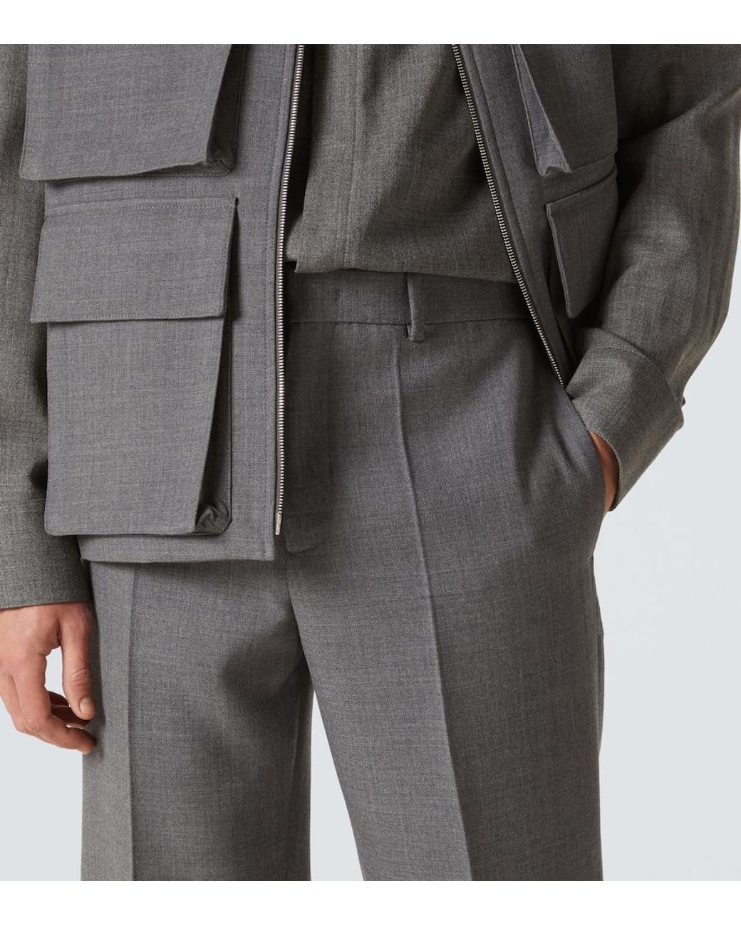 Jil Sander Gray Virgin Wool Tapered Pants for men