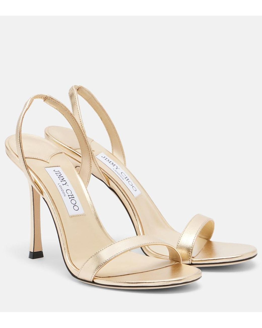 Jimmy Choo Natural Jenn Metallic Leather Slingback Sandals