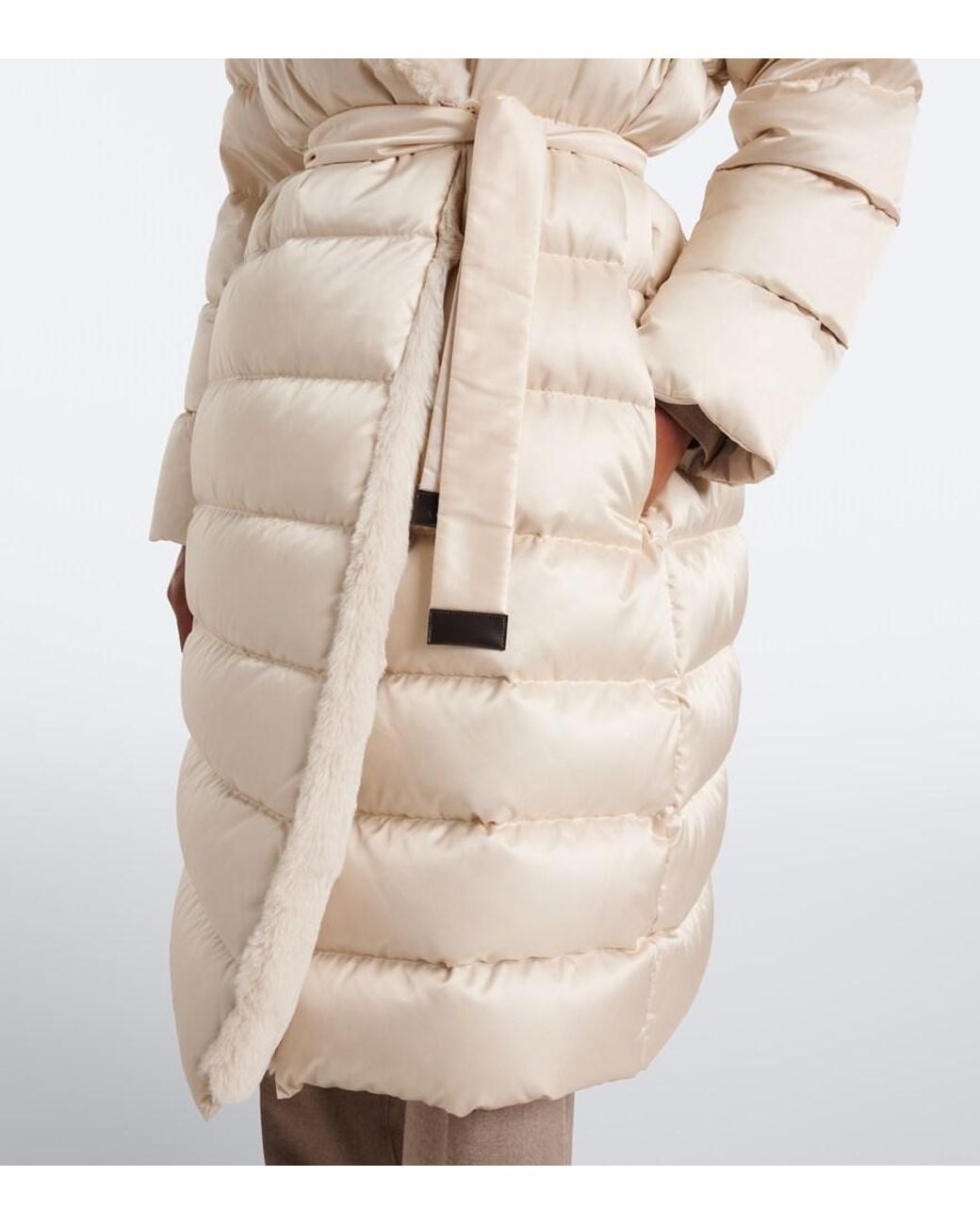 Max Mara Natural Belted Hooded Puffer Coat