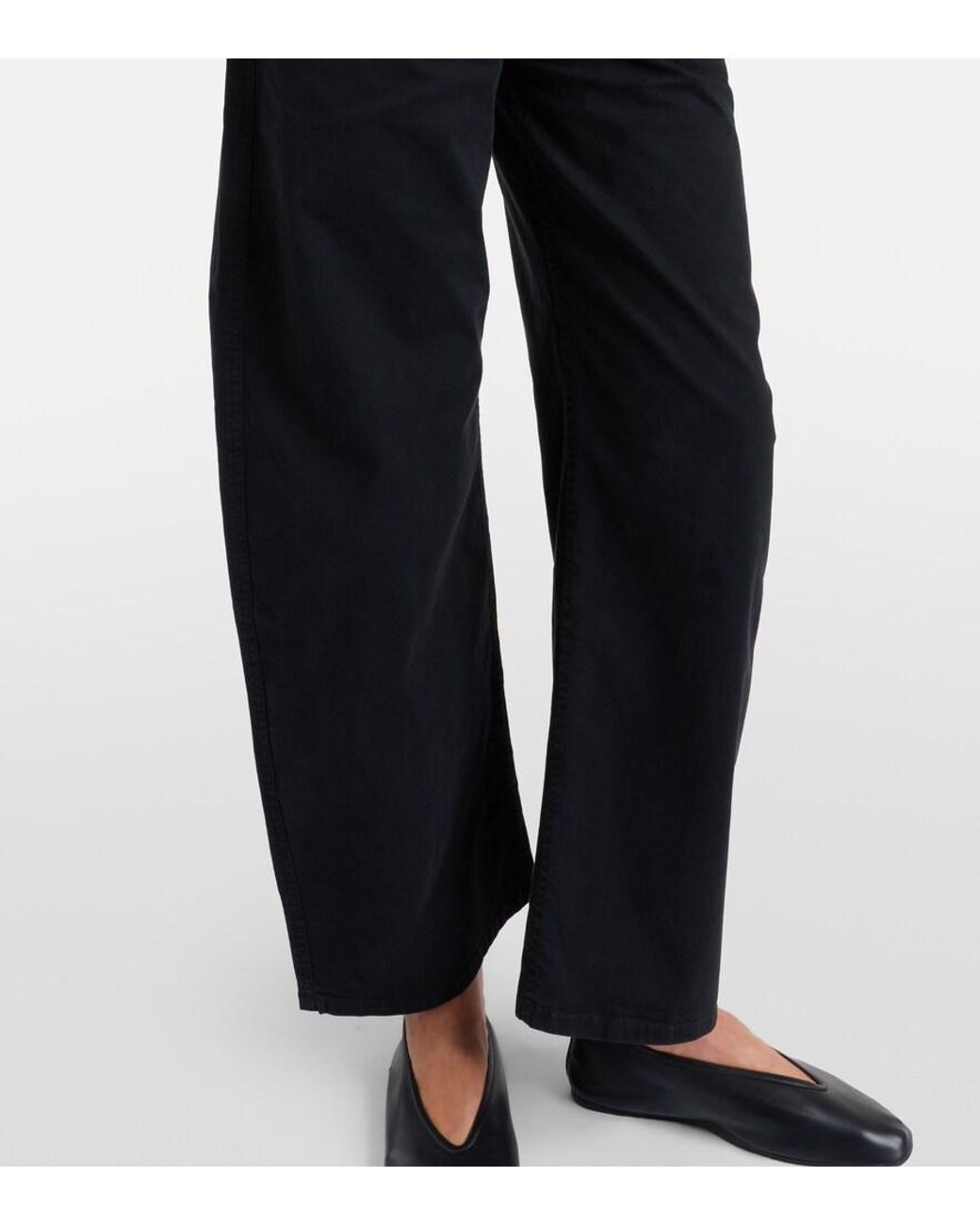 Nili Lotan Black Tribeca Cotton Twill Barrel-Leg Pants