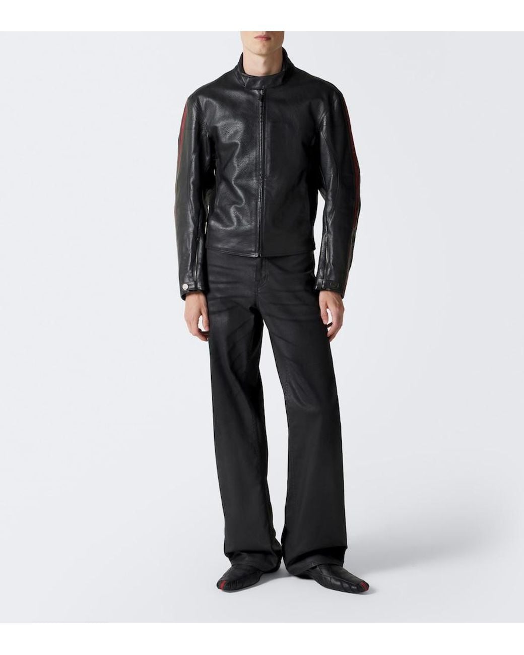 Gucci Black Web Stripe Leather Slip-On Sneakers for men
