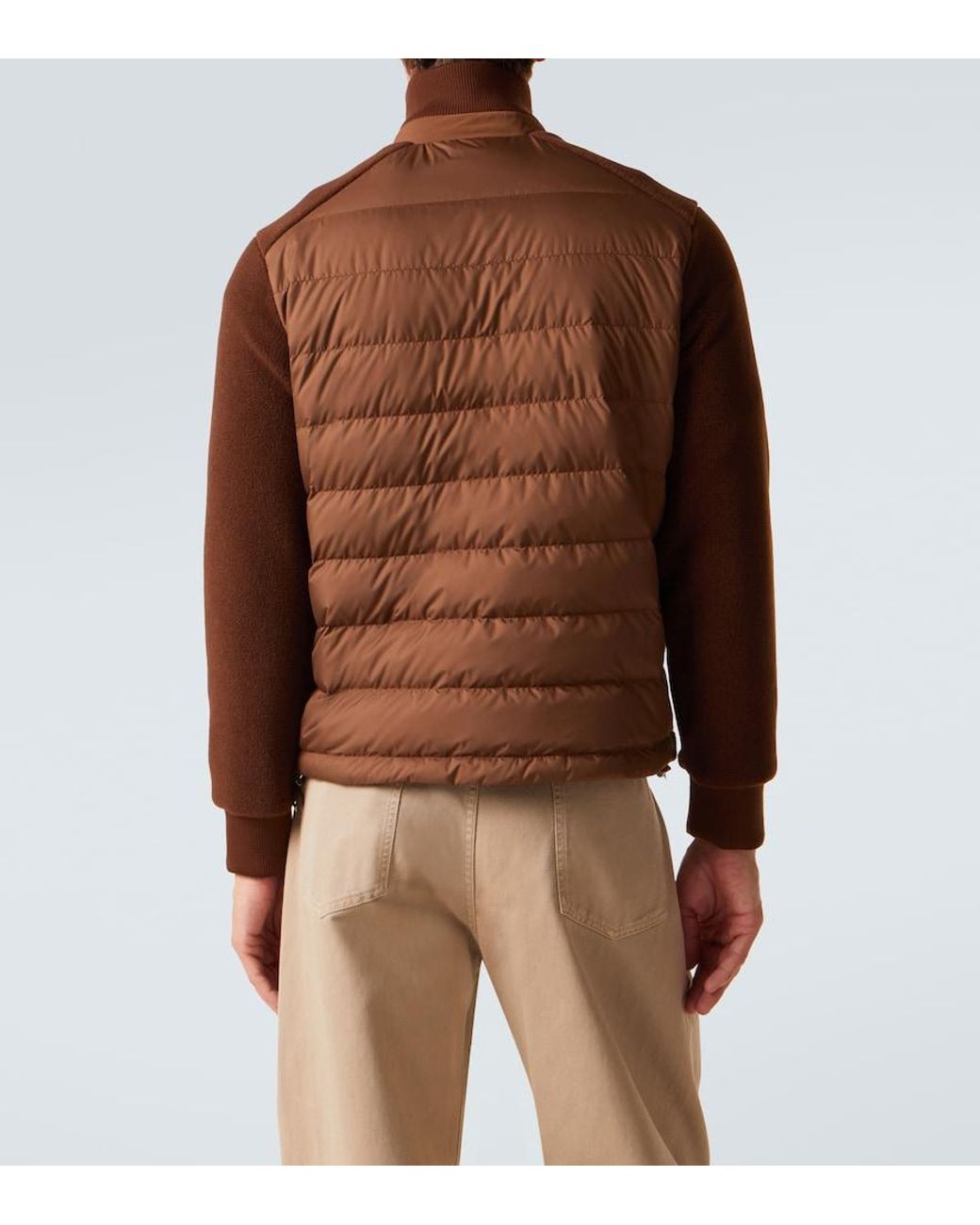 Moncler Brown Down-Paneled Teddy Cardigan for men