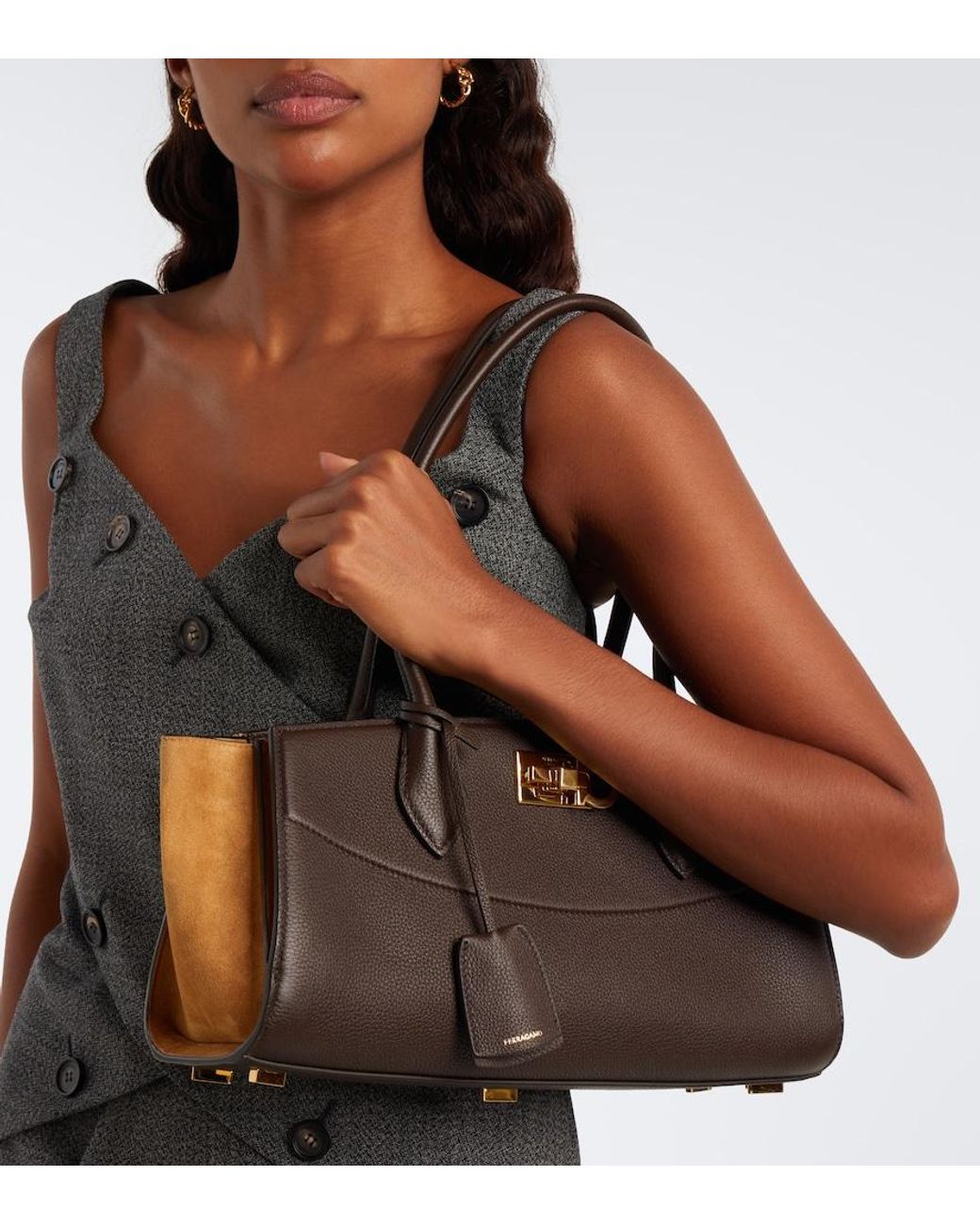 Ferragamo Black Studio Soft E/W Leather Shoulder Bag