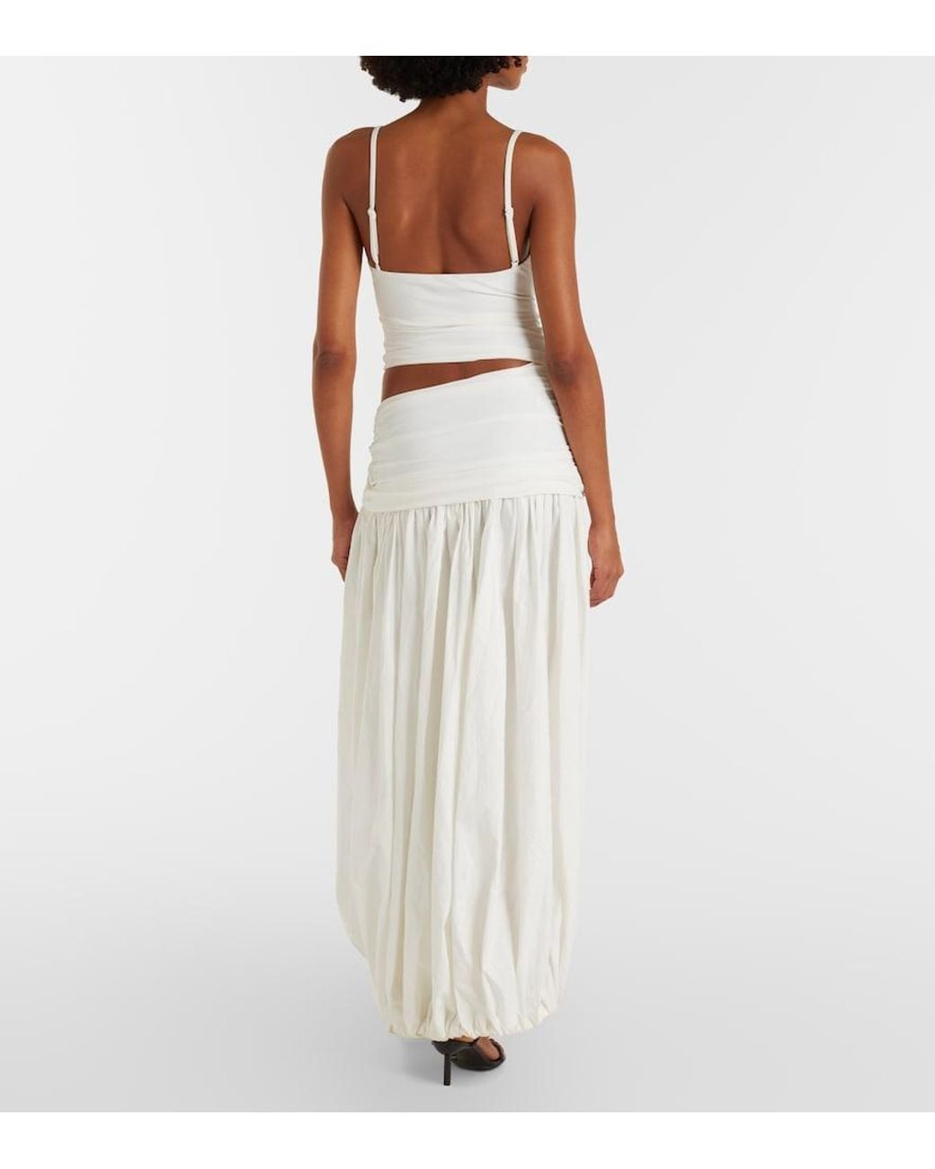 Christopher Esber White Orbit Cutout Ruched Jersey Maxi Dress