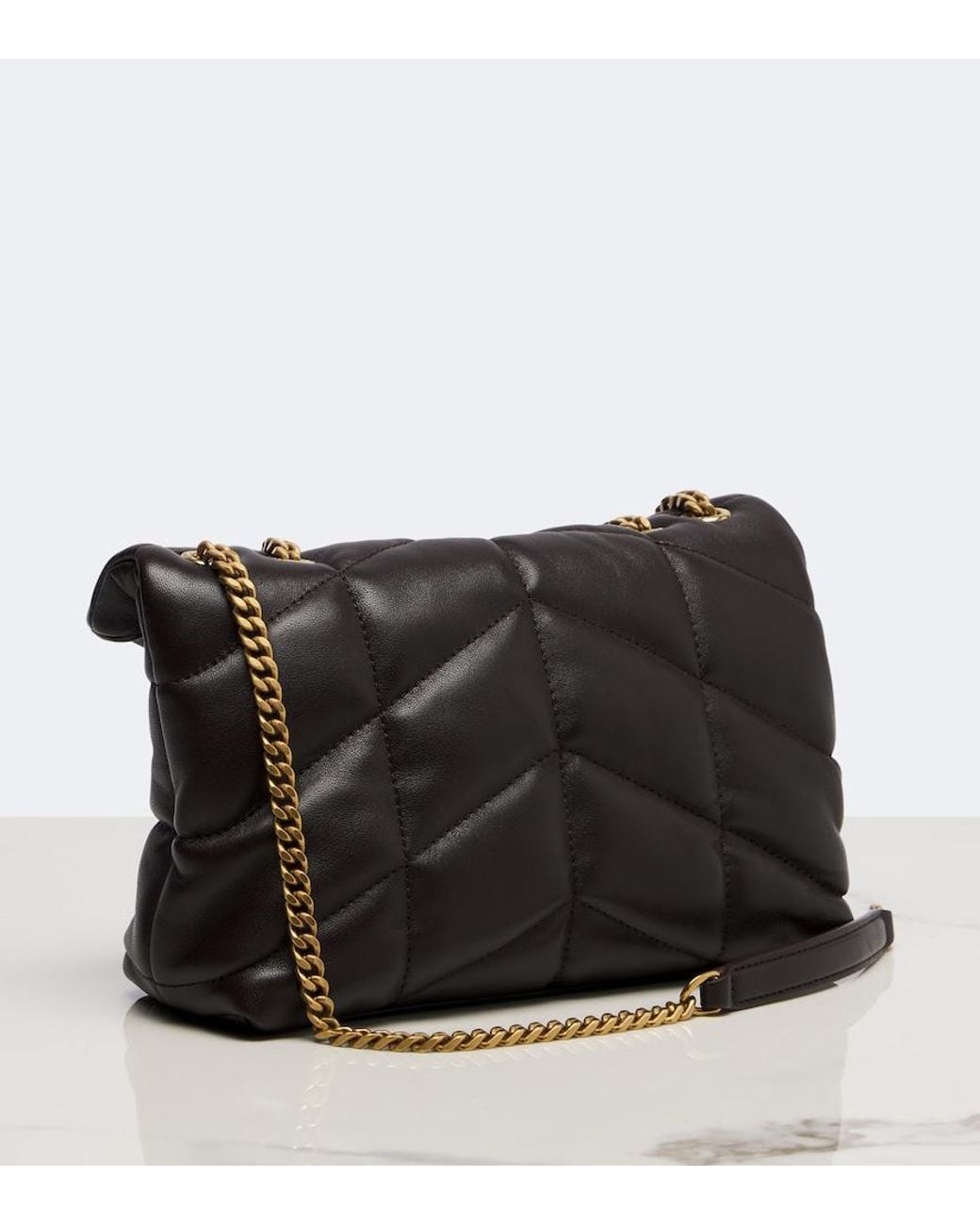 Saint Laurent Black Loulou Mini Leather Shoulder Bag