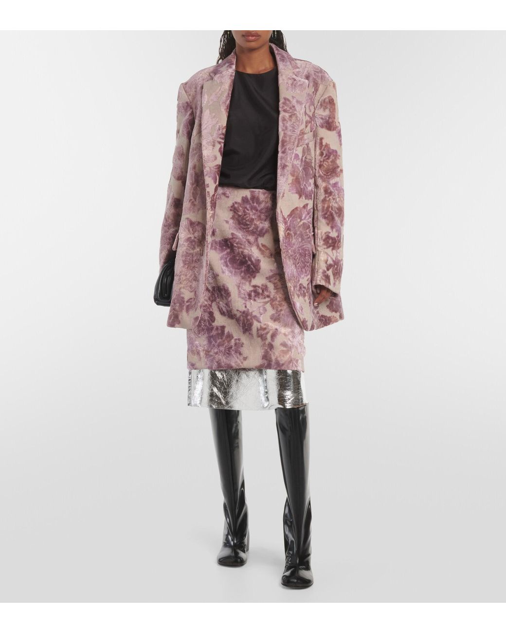 ジャケット Dries Van Noten Jacquard linen blend blazer with floralmotif Dries Van Noten Jacquard linen blend blazer with floral