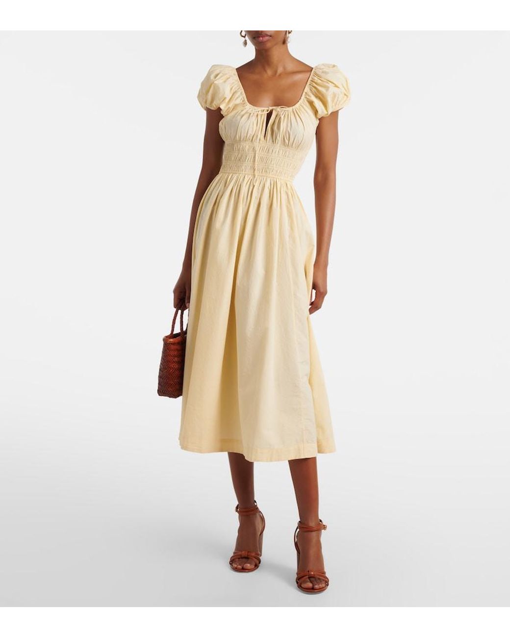 Doen Natural Quinn Cotton Poplin Midi Dress