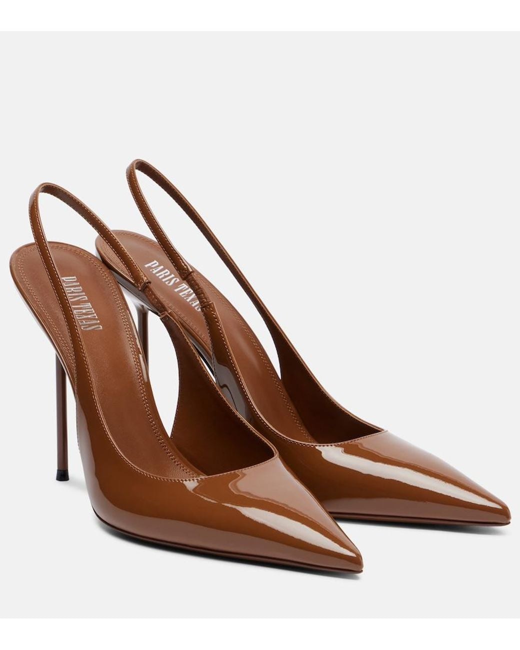 Paris Texas Brown Lidia 105 Patent Leather Slingback Pumps