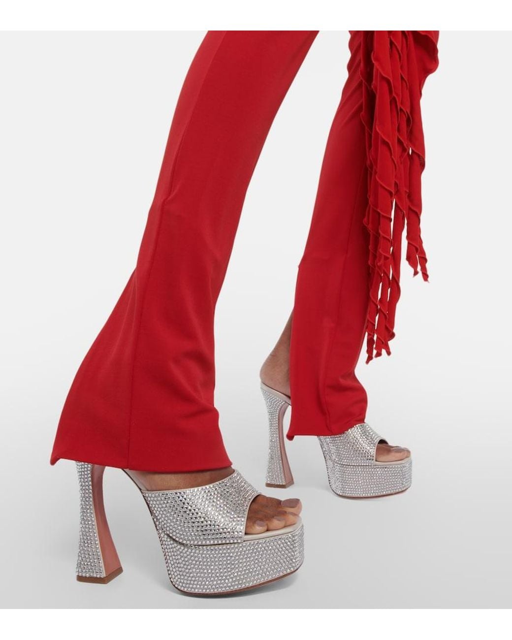AMINA MUADDI White Dalida Embellished Platform Mules