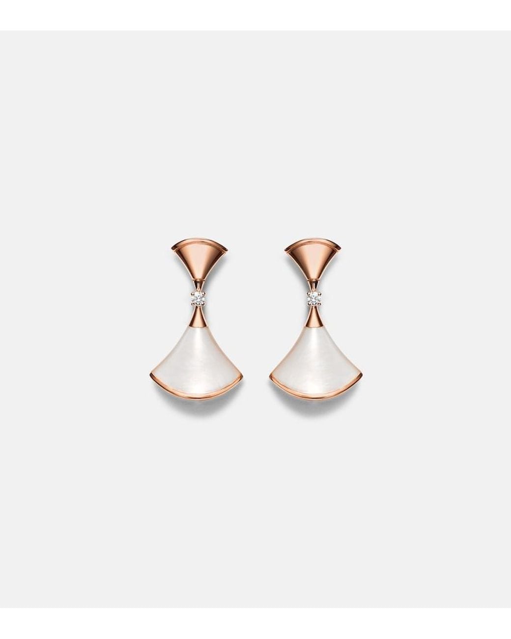 BVLGARI Natural Diva's Dream 18Kt Rose Drop Earrings With Diamonds And Mother-Of-Pearl