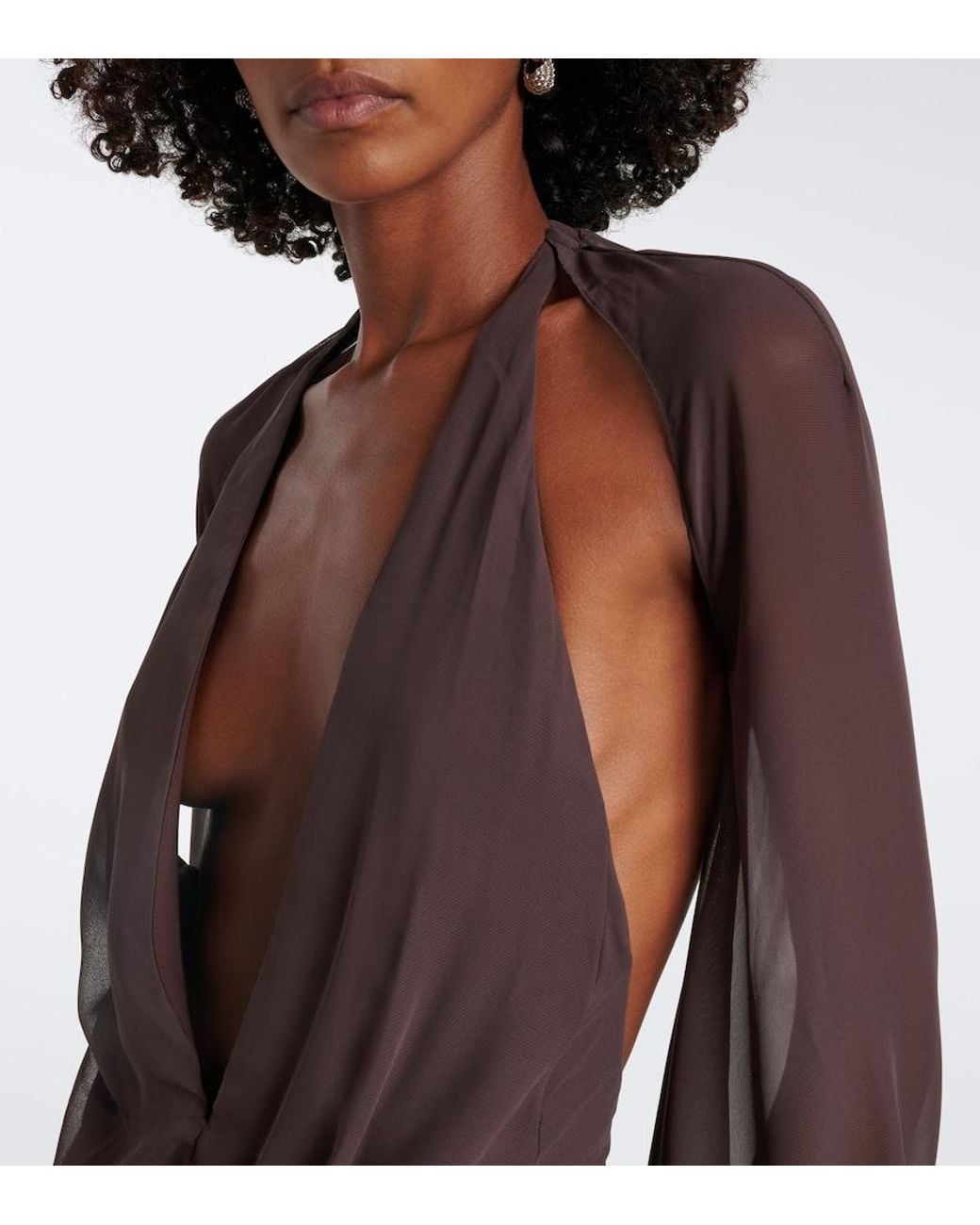 De La Vali Purple Fiorela Chiffon Maxi Dress