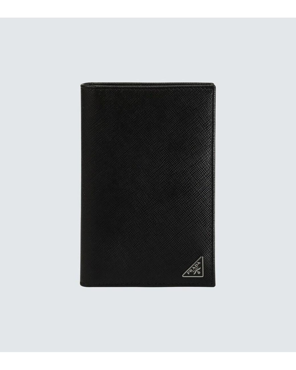 Prada Black Logo-Appliqué Passport Holder for men