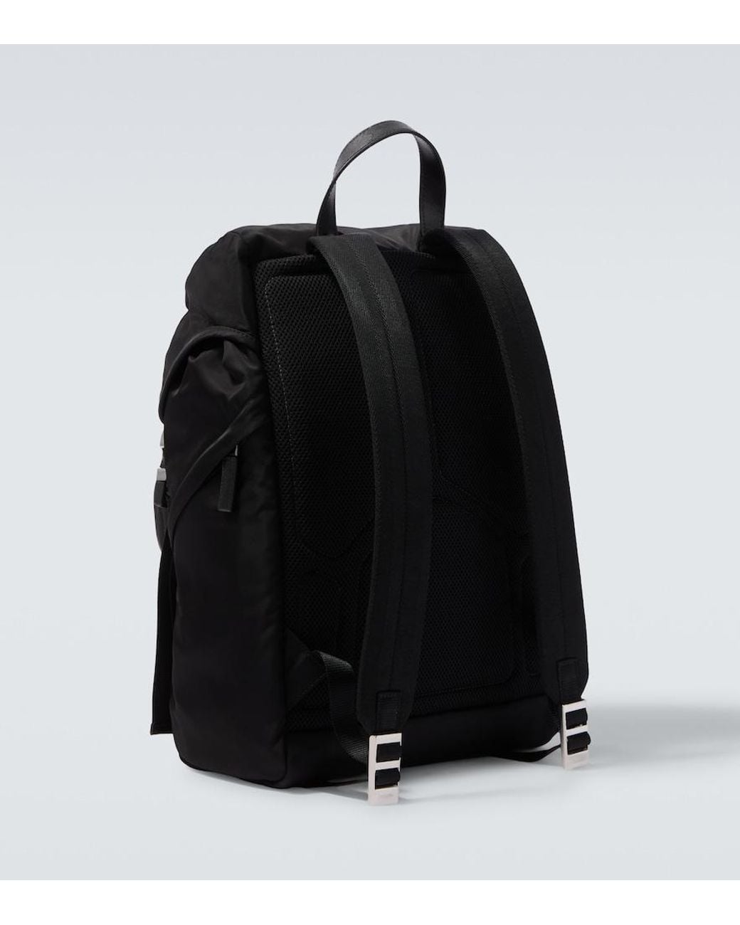 Prada Black Re-Nylon Leather-Trimmed Backpack for men