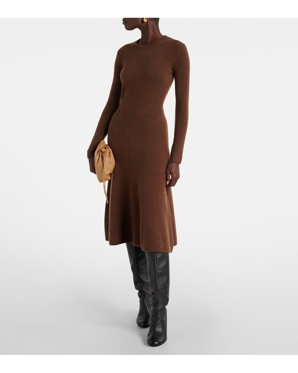 Joseph Brown Cashmere-Blend Midi Dress