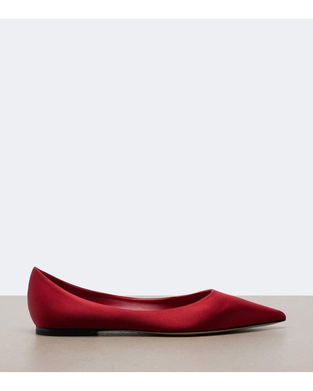Jimmy Choo Red Love Satin Ballet Flats