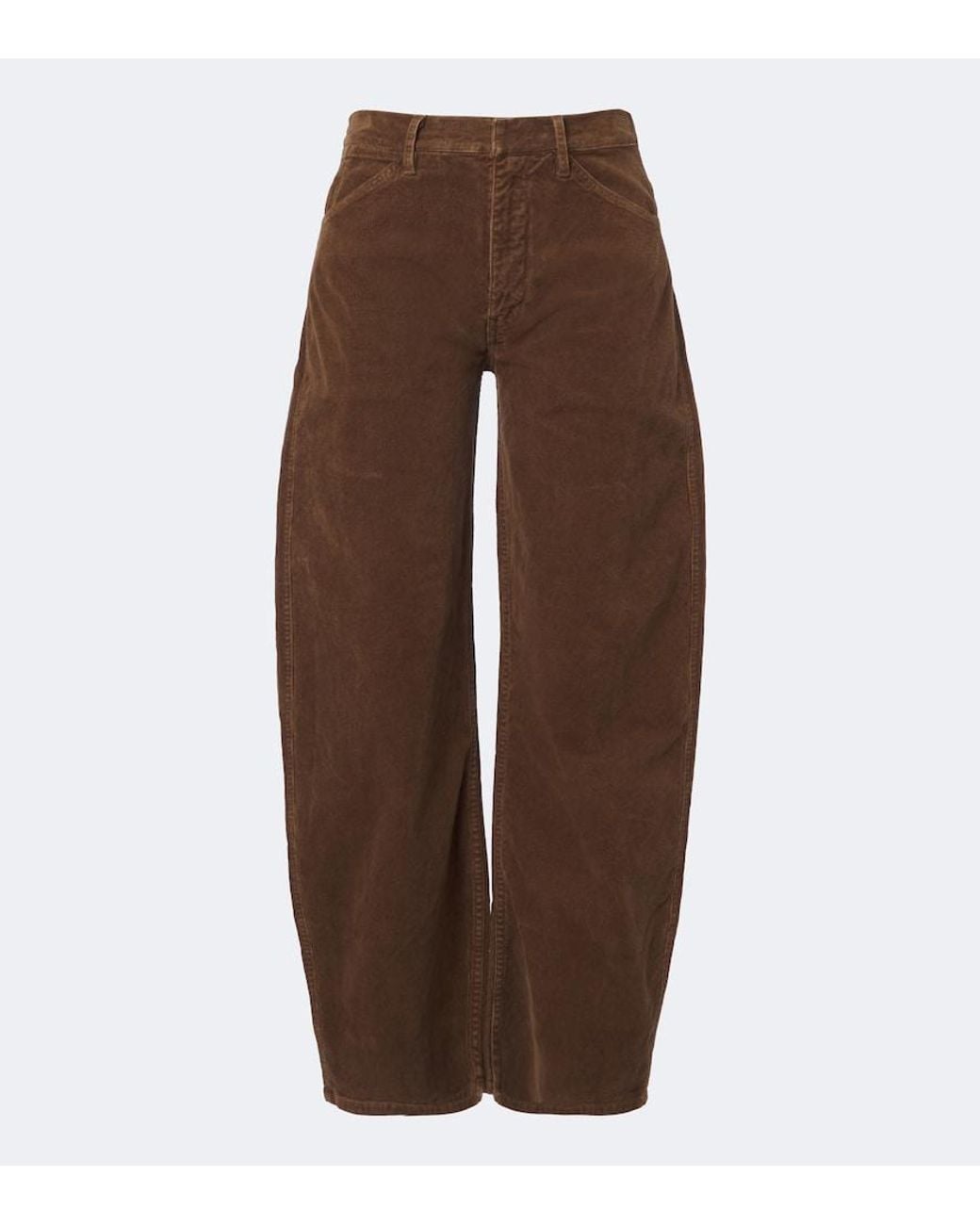 Nili Lotan Brown Tribeca Corduroy Barrel-Leg Pants