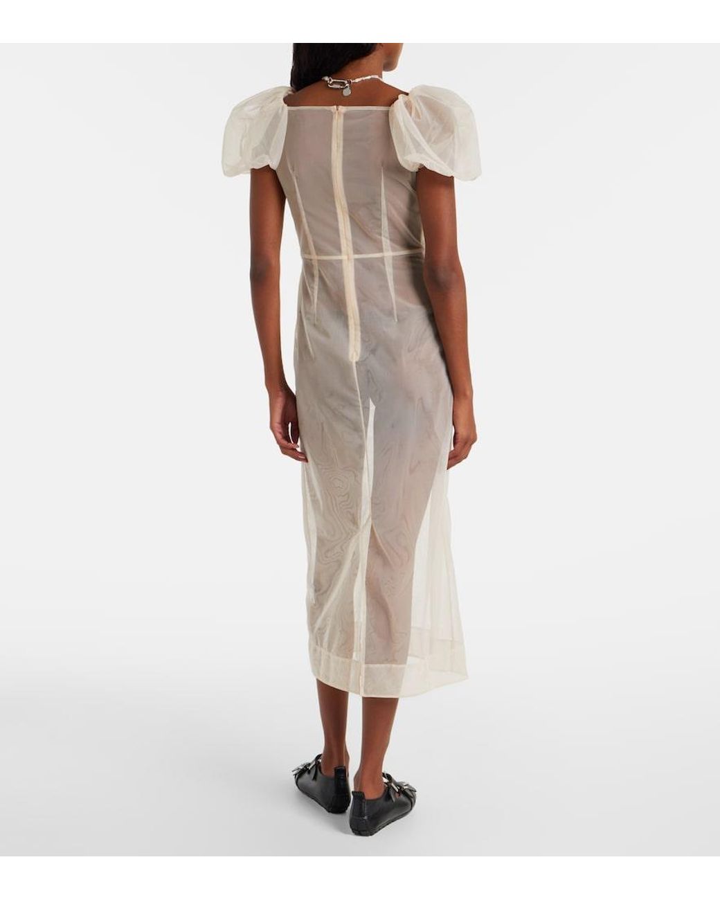 Simone Rocha White Tulle Midi Dress
