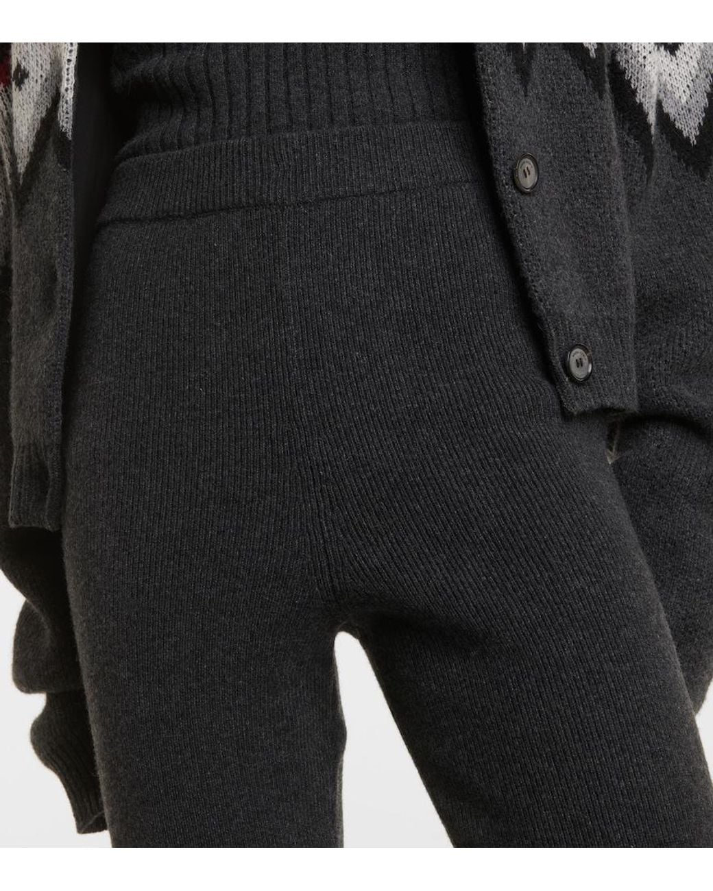 Magda Butrym Black Ribbed-Knit Cashmere Slim Pants