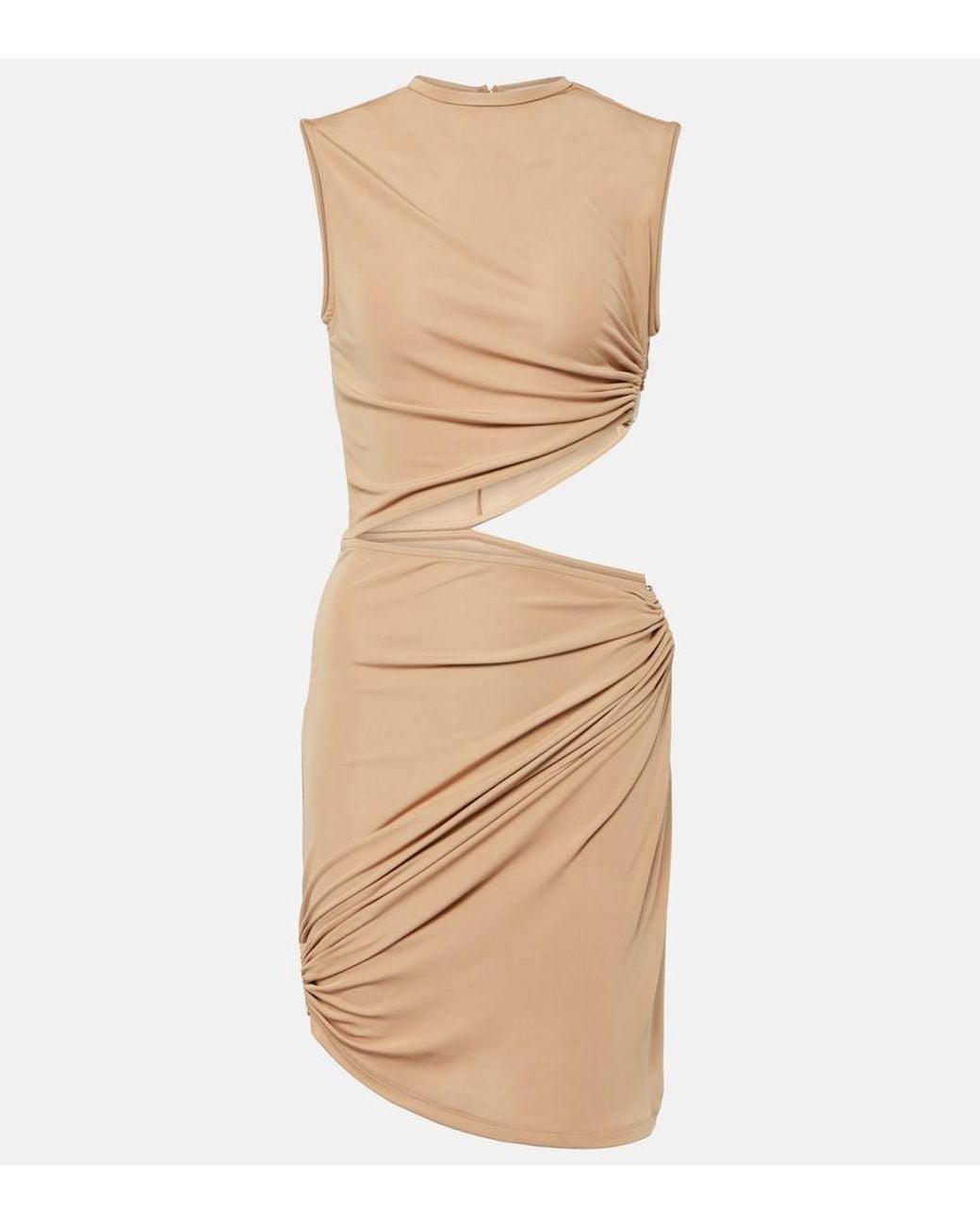 Christopher Esber Natural Bezel Embellished Cutout Minidress