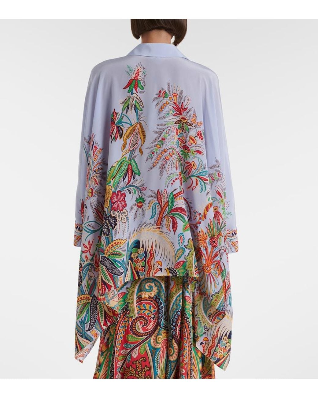 Etro White Floral Silk Shirt